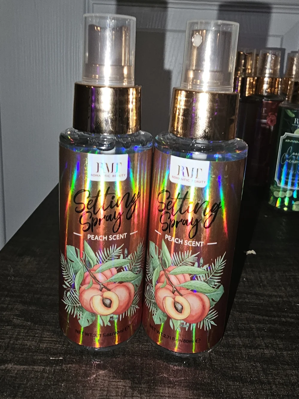 RMF Setting Spray Peach Scent — Holographic Peach Bottle-set Of 2